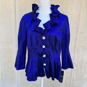 Chetta B Royal Blue Ruffled Blouse